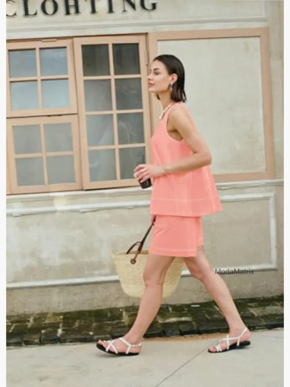 Sleeveless Tank Top and Shorts Matching Set with Pockets Loose Fit